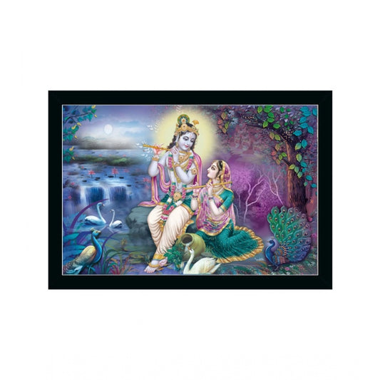 Fashion Radha Krishna Painting with Synthetic Photo Frame (Multicolor)