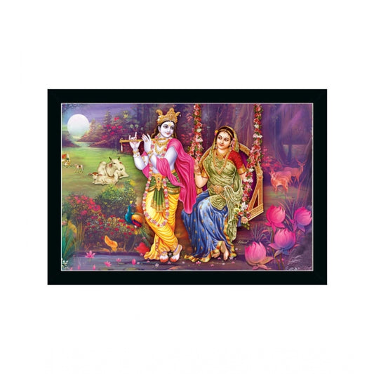 Amfyn Radha Krishna Painting with Synthetic Photo Frame (Multicolor)