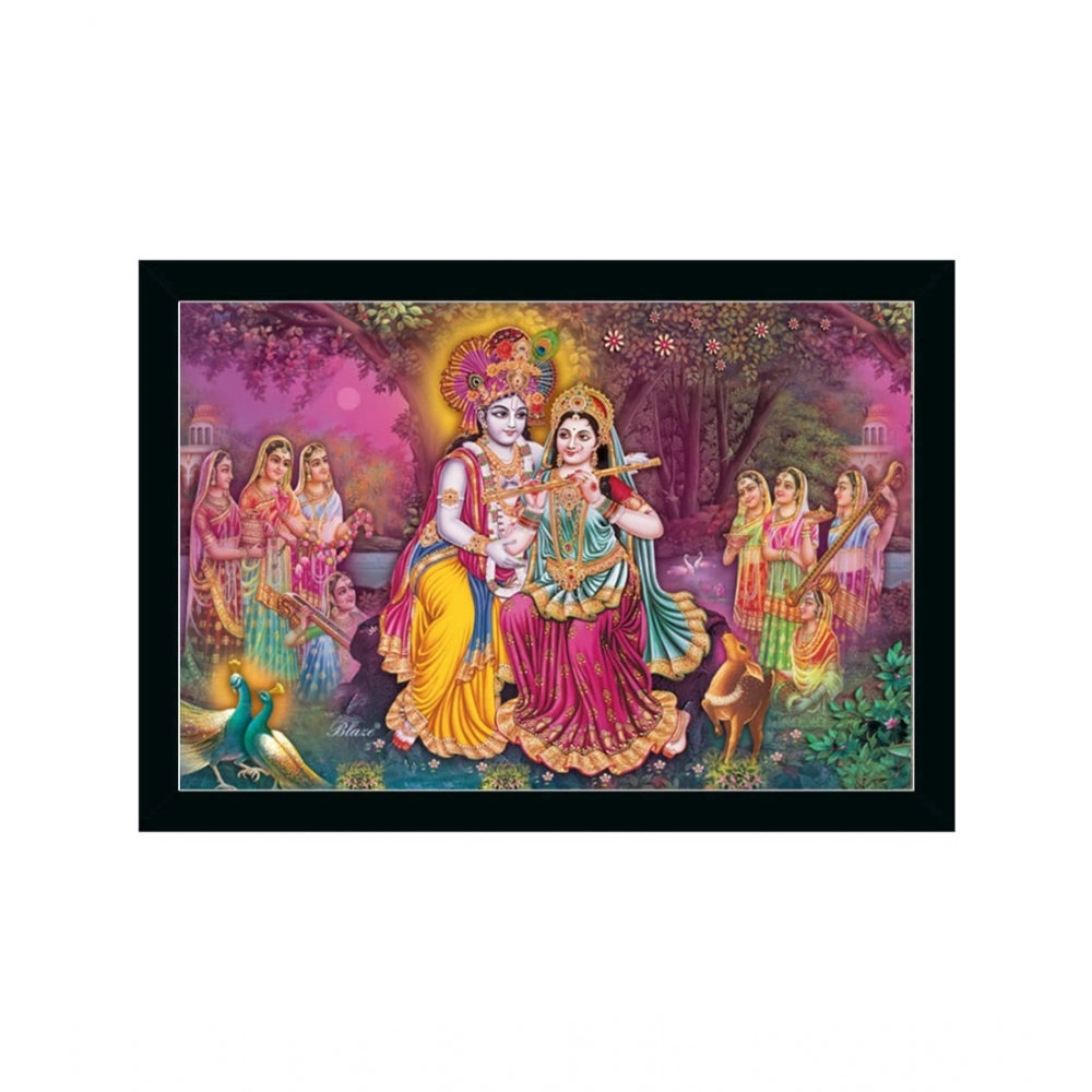 Amfyn Radha Krishna Painting with Synthetic Photo Frame (Multicolor)