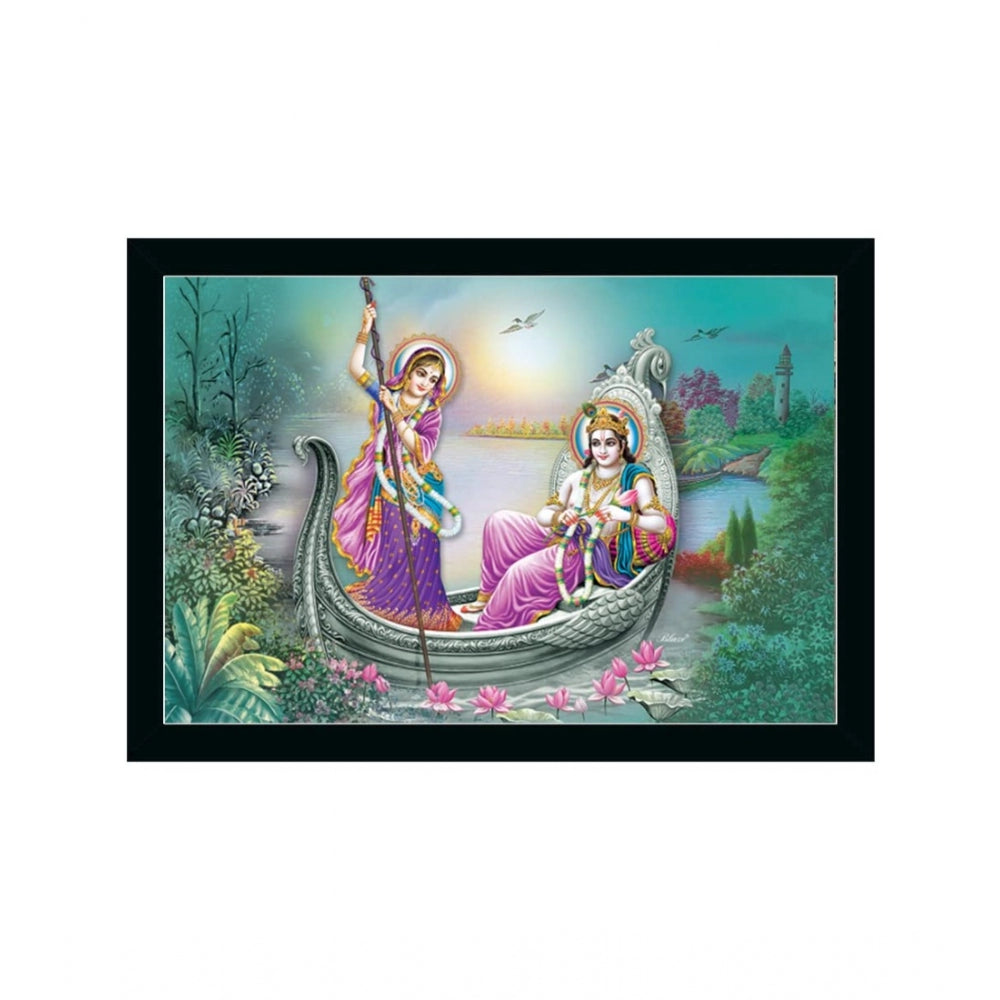 Amfyn Radha Krishna Painting with Synthetic Photo Frame (Multicolor)