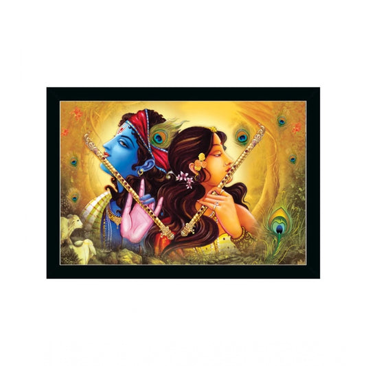 Amfyn Radha Krishna Painting with Synthetic Photo Frame (Multicolor)