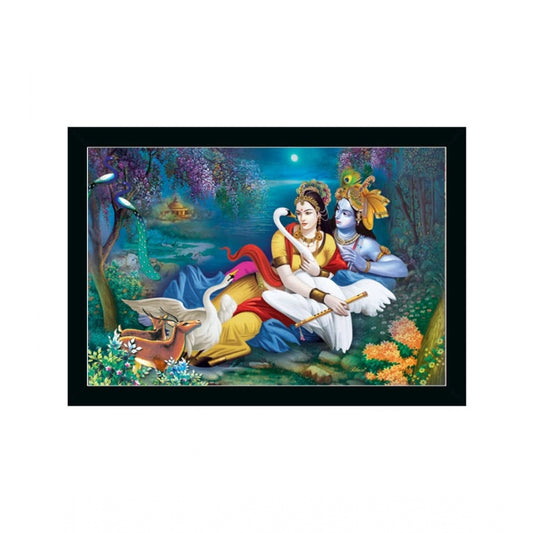 Amfyn Radha Krishna Painting with Synthetic Photo Frame (Multicolor)