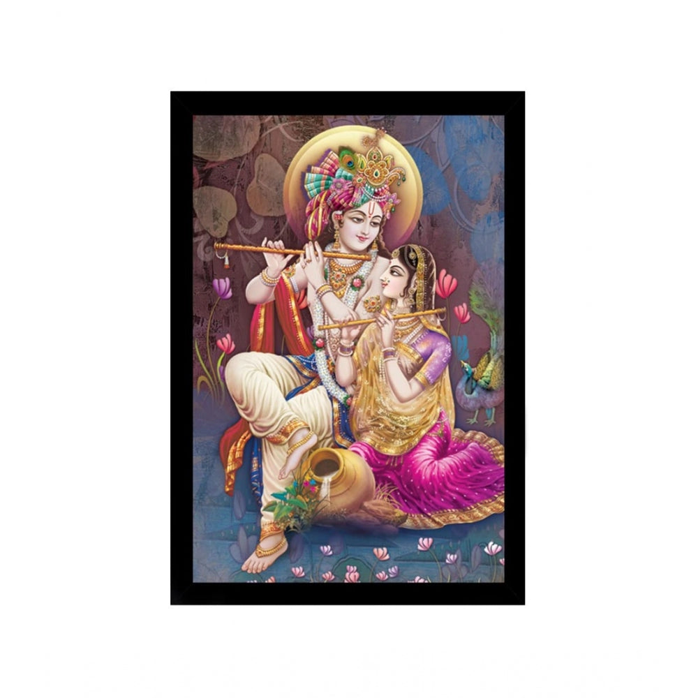 Amfyn Radha Krishna Painting with Synthetic Photo Frame (Multicolor)