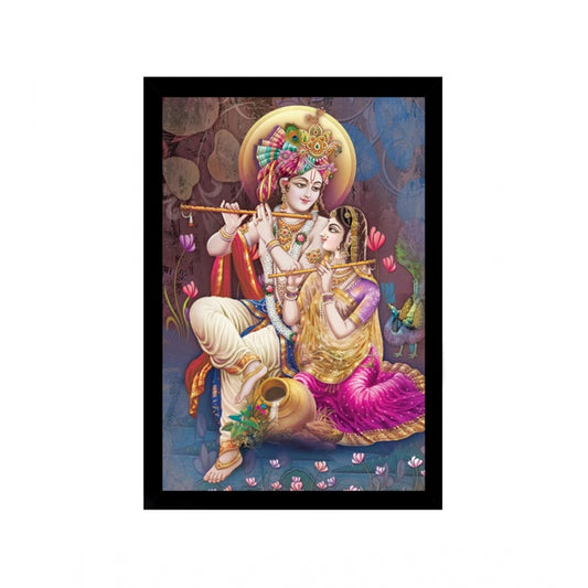 Amfyn Radha Krishna Painting with Synthetic Photo Frame (Multicolor)
