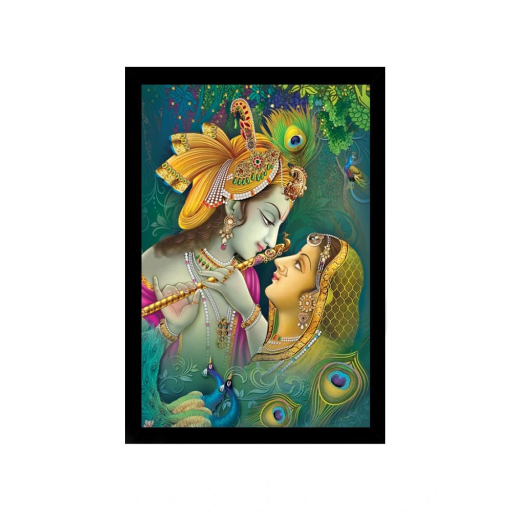 Amfyn Radha Krishna Painting with Synthetic Photo Frame (Multicolor)