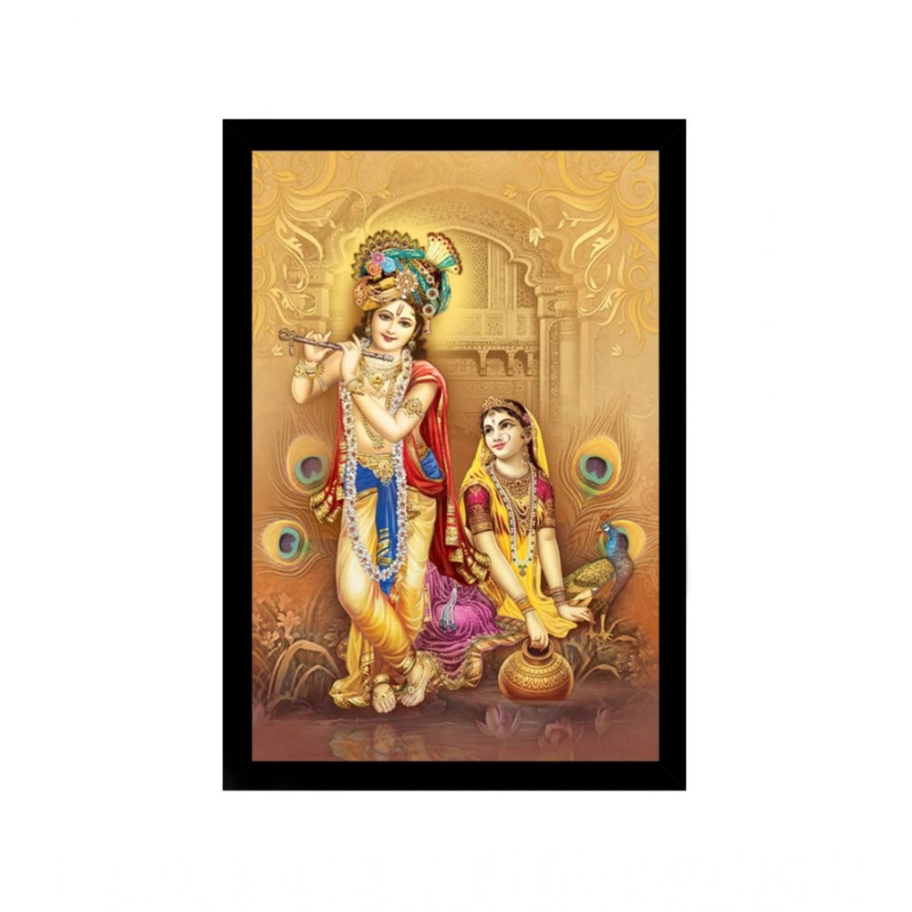 Amfyn Radha Krishna Painting with Synthetic Photo Frame (Multicolor)