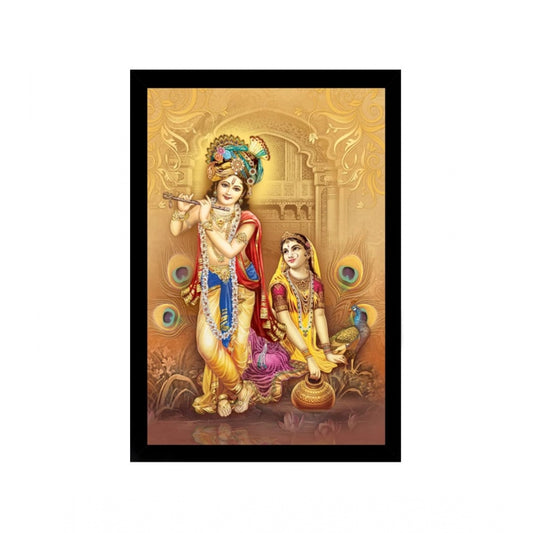 Amfyn Radha Krishna Painting with Synthetic Photo Frame (Multicolor)