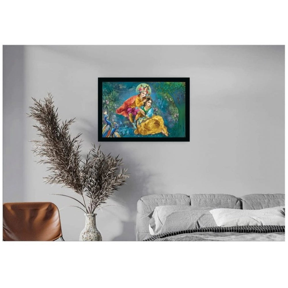 Amfyn Radha Krishna Painting with Synthetic Photo Frame (Multicolor)