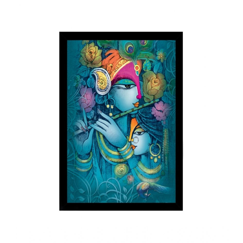 Amfyn Radha Krishna Painting with Synthetic Photo Frame (Multicolor)