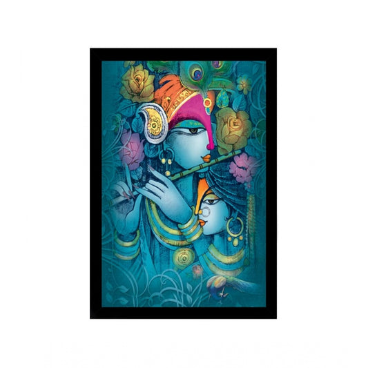 Amfyn Radha Krishna Painting with Synthetic Photo Frame (Multicolor)