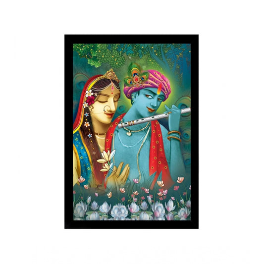 Amfyn Radha Krishna Painting with Synthetic Photo Frame (Multicolor)