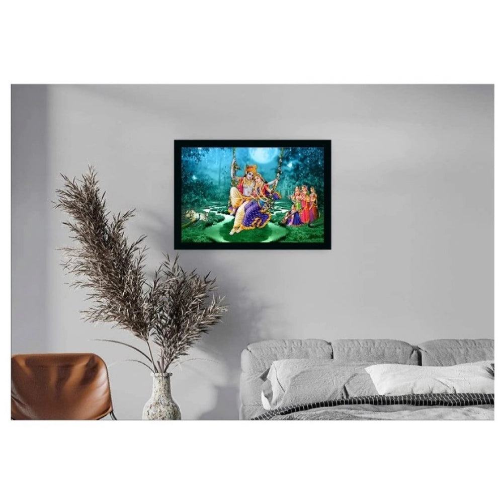 Amfyn Radha Krishna Painting with Synthetic Photo Frame (Multicolor)