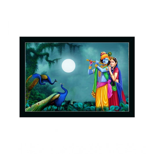Amfyn Radha Krishna Painting with Synthetic Photo Frame (Multicolor)
