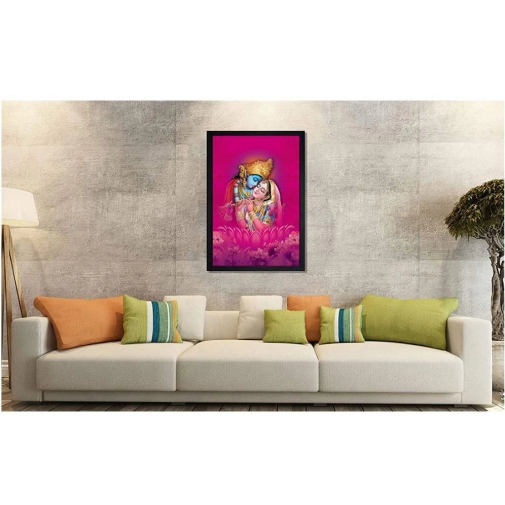 Amfyn Radha Krishna Painting with Synthetic Photo Frame (Multicolor)