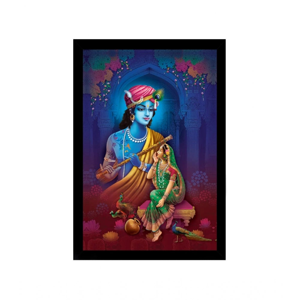Amfyn Radha Krishna Painting with Synthetic Photo Frame (Multicolor)
