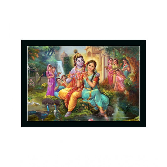 Amfyn Radha Krishna Painting with Synthetic Photo Frame (Multicolor)