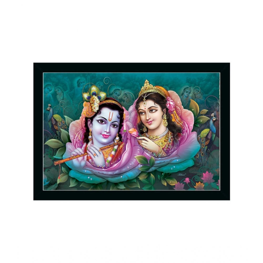 Amfyn Radha Krishna Painting with Synthetic Photo Frame (Multicolor)