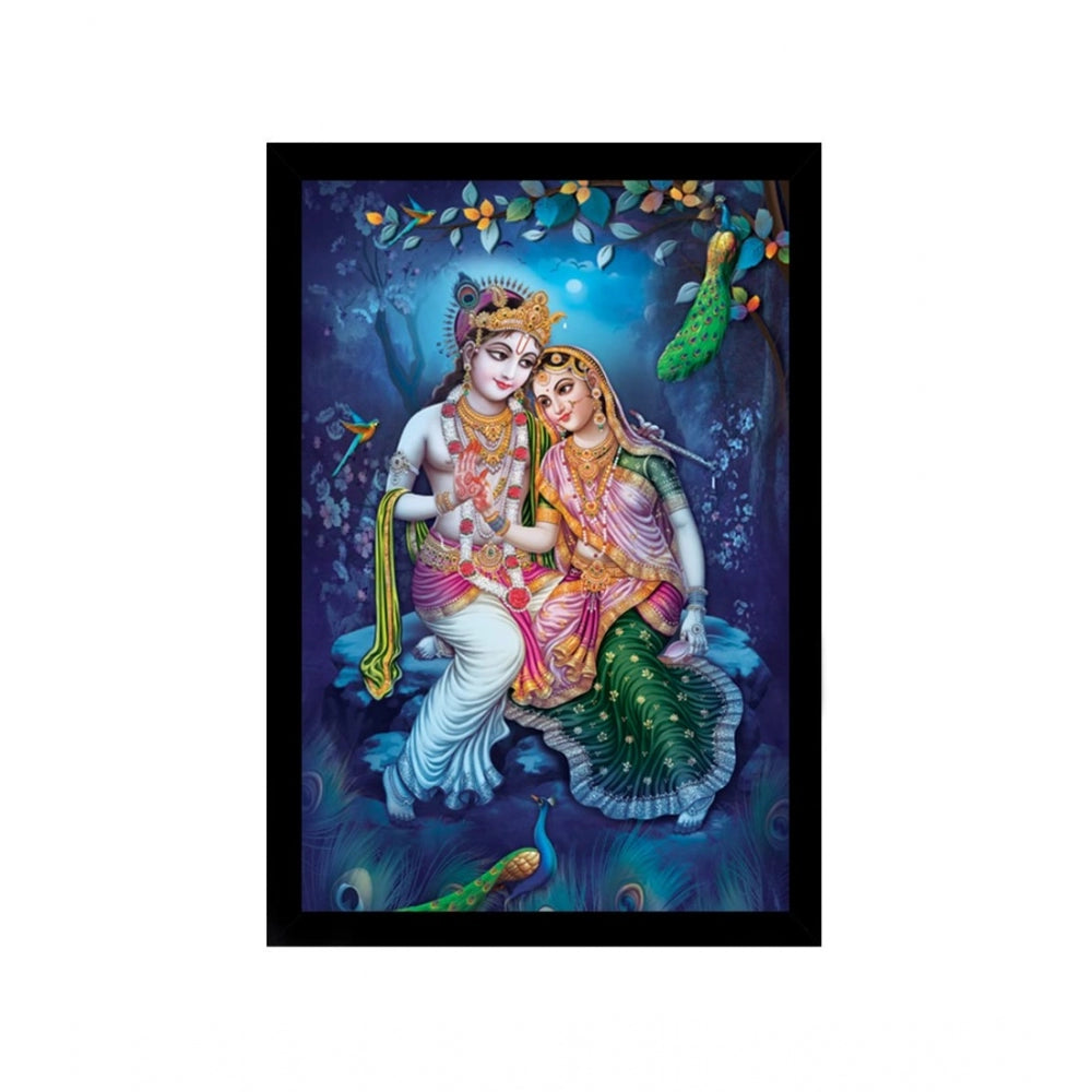 Amfyn Radha Krishna Painting with Synthetic Photo Frame (Multicolor)