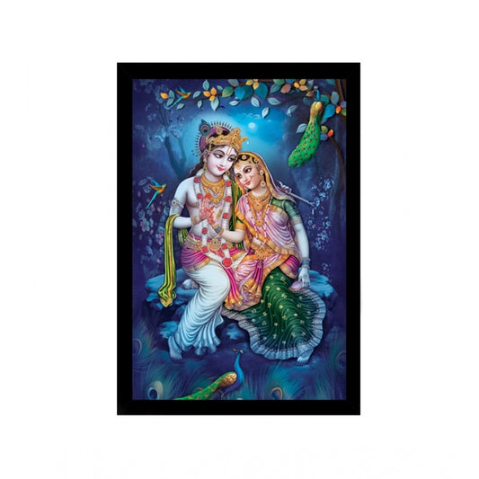 Amfyn Radha Krishna Painting with Synthetic Photo Frame (Multicolor)