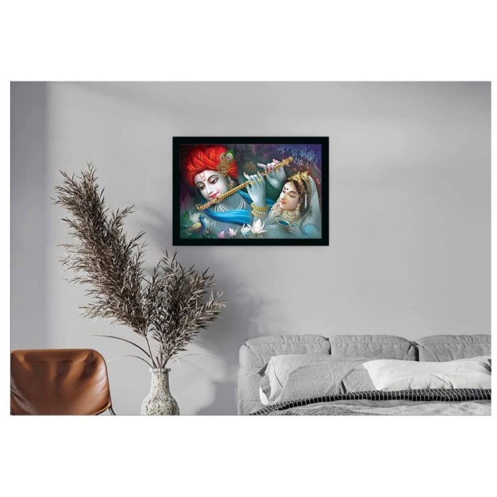 Amfyn Radha Krishna Painting with Synthetic Photo Frame (Multicolor)
