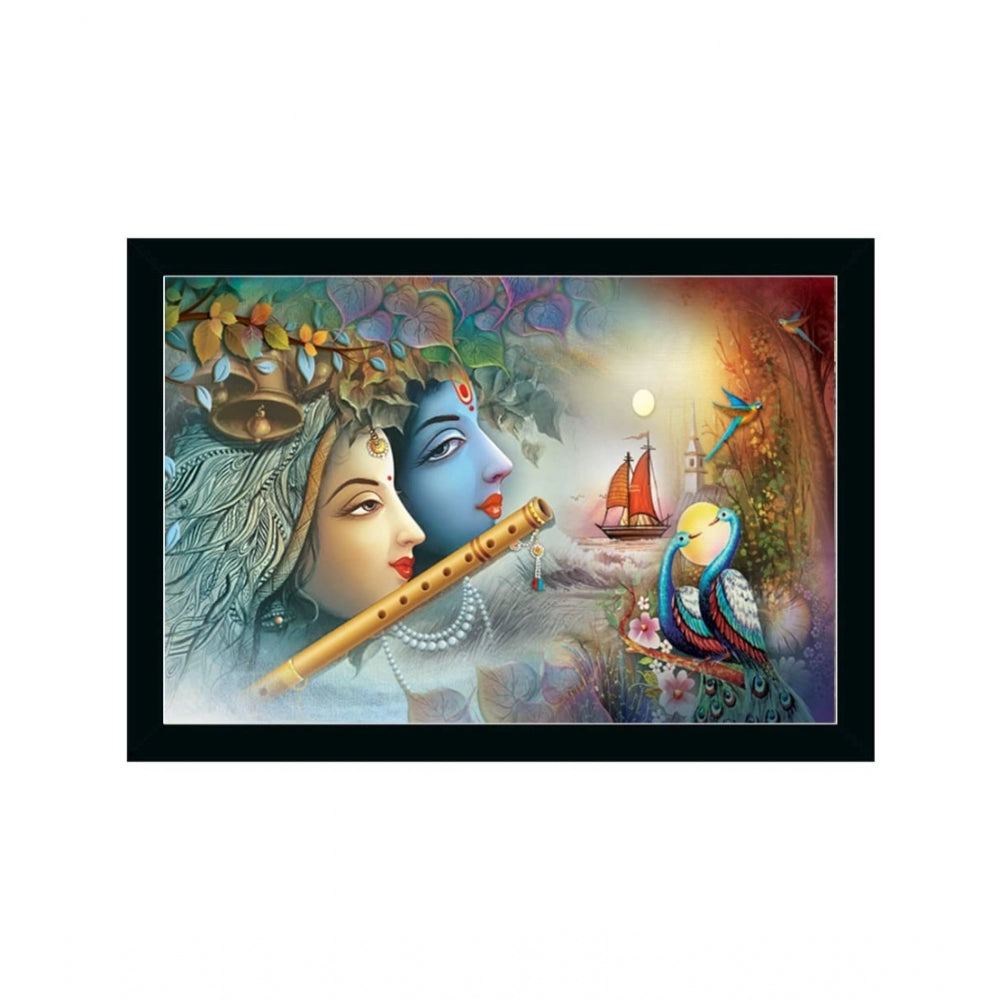 Amfyn Radha Krishna Painting with Synthetic Photo Frame (Multicolor)