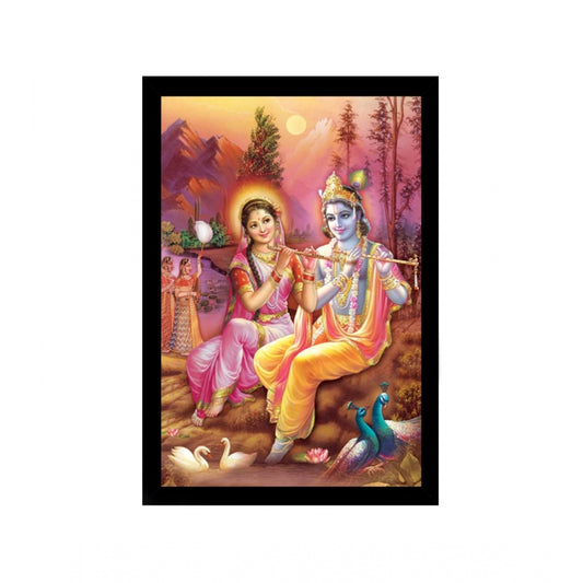 Amfyn Radha Krishna Painting with Synthetic Photo Frame (Multicolor)