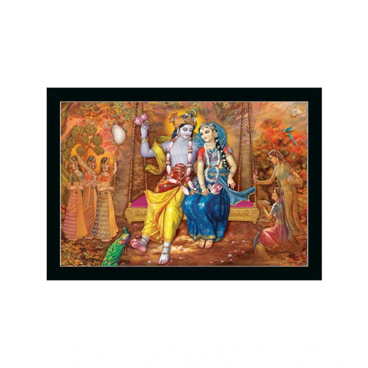 Amfyn Radha Krishna Painting with Synthetic Photo Frame (Multicolor)