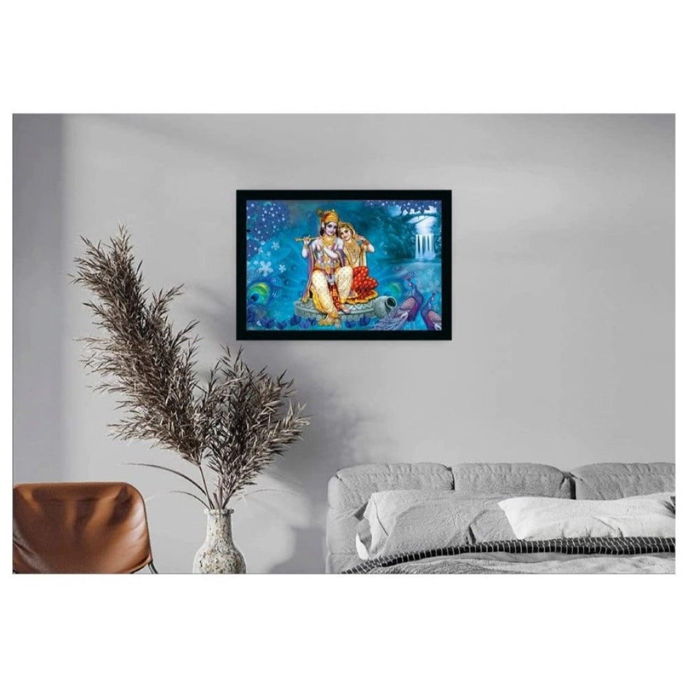 Amfyn Radha Krishna Painting with Synthetic Photo Frame (Multicolor)