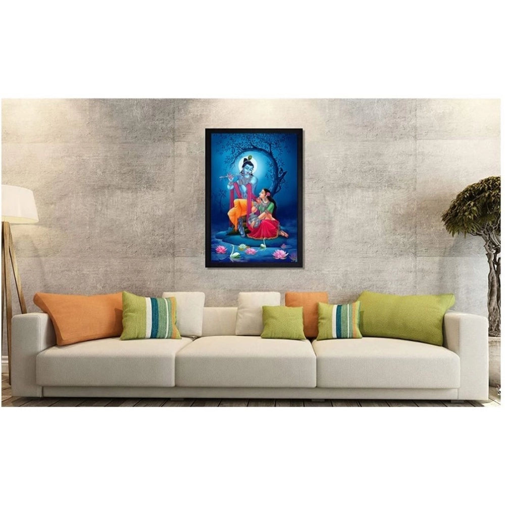Amfyn Radha Krishna Painting with Synthetic Photo Frame (Multicolor)
