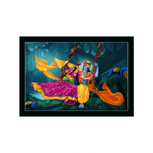 Amfyn Radha Krishna Painting with Synthetic Photo Frame (Multicolor)