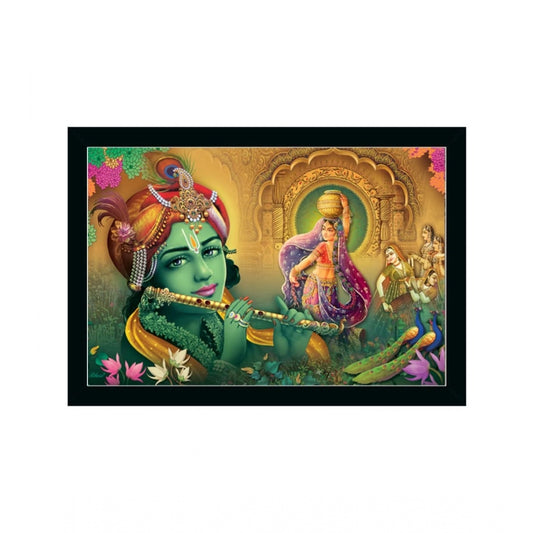 Amfyn Radha Krishna Painting with Synthetic Photo Frame (Multicolor)