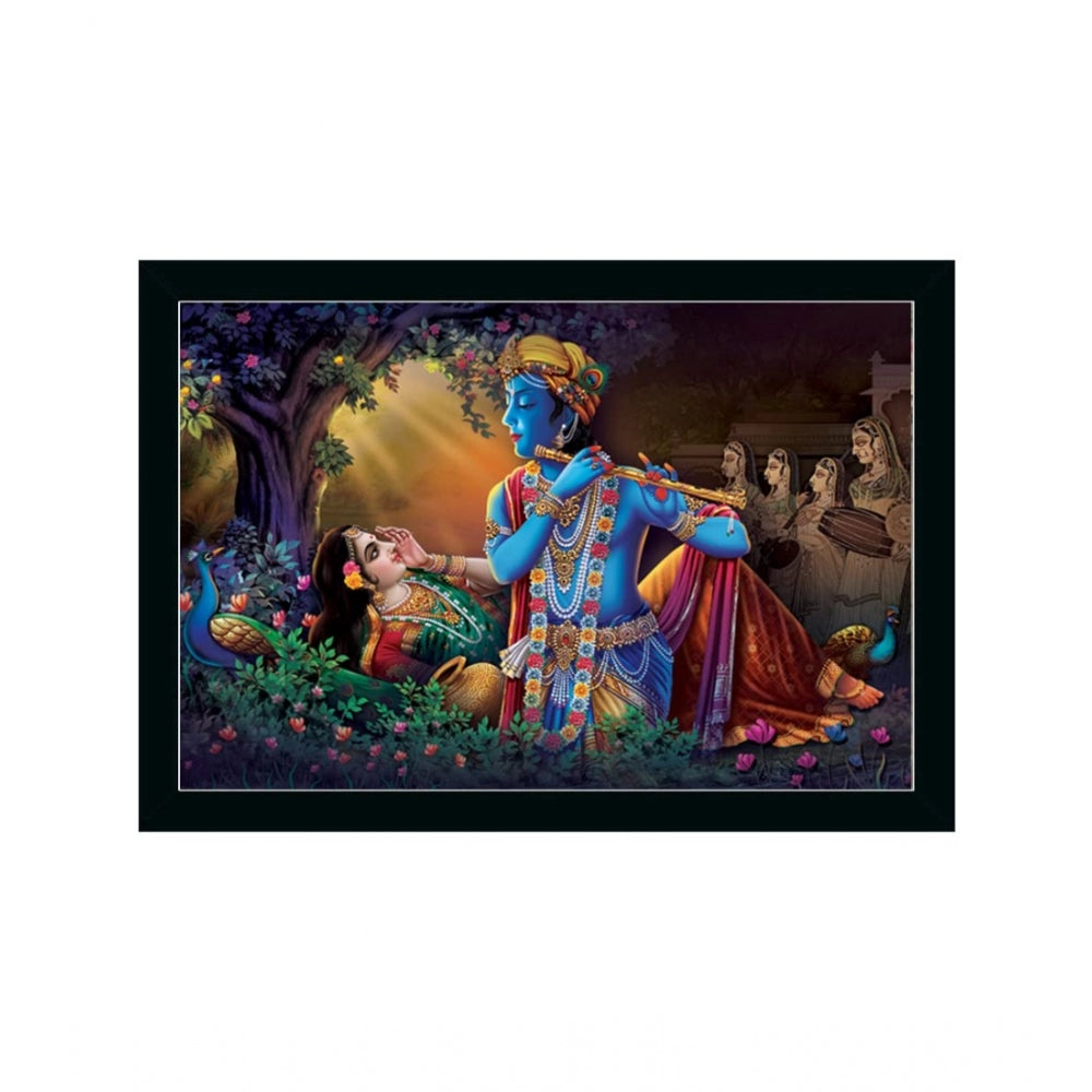 Amfyn Radha Krishna Painting with Synthetic Photo Frame (Multicolor)