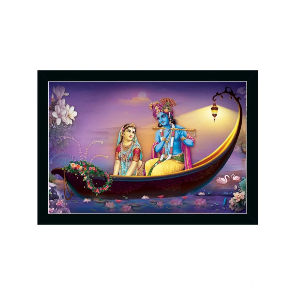 Amfyn Radha Krishna Painting with Synthetic Photo Frame (Multicolor)