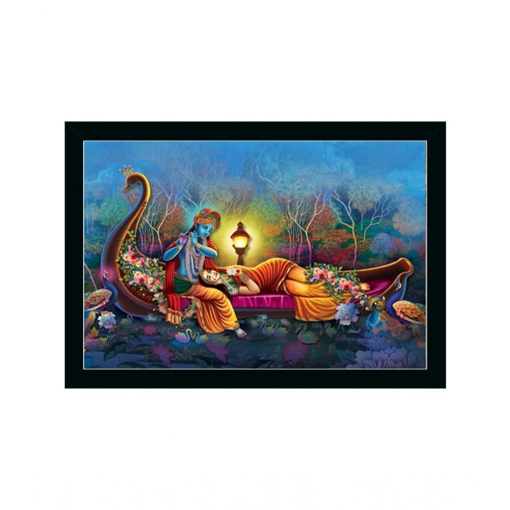 Amfyn Radha Krishna Painting with Synthetic Photo Frame (Multicolor)