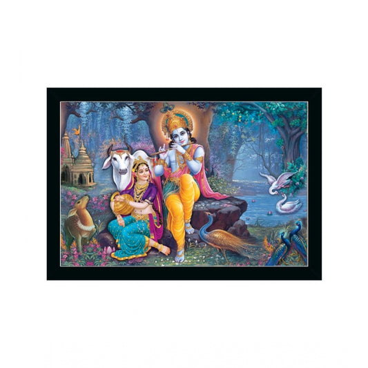 Amfyn Radha Krishna Painting with Synthetic Photo Frame (Multicolor)