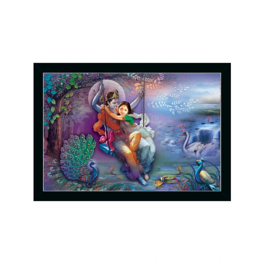 Amfyn Radha Krishna Painting with Synthetic Photo Frame (Multicolor)