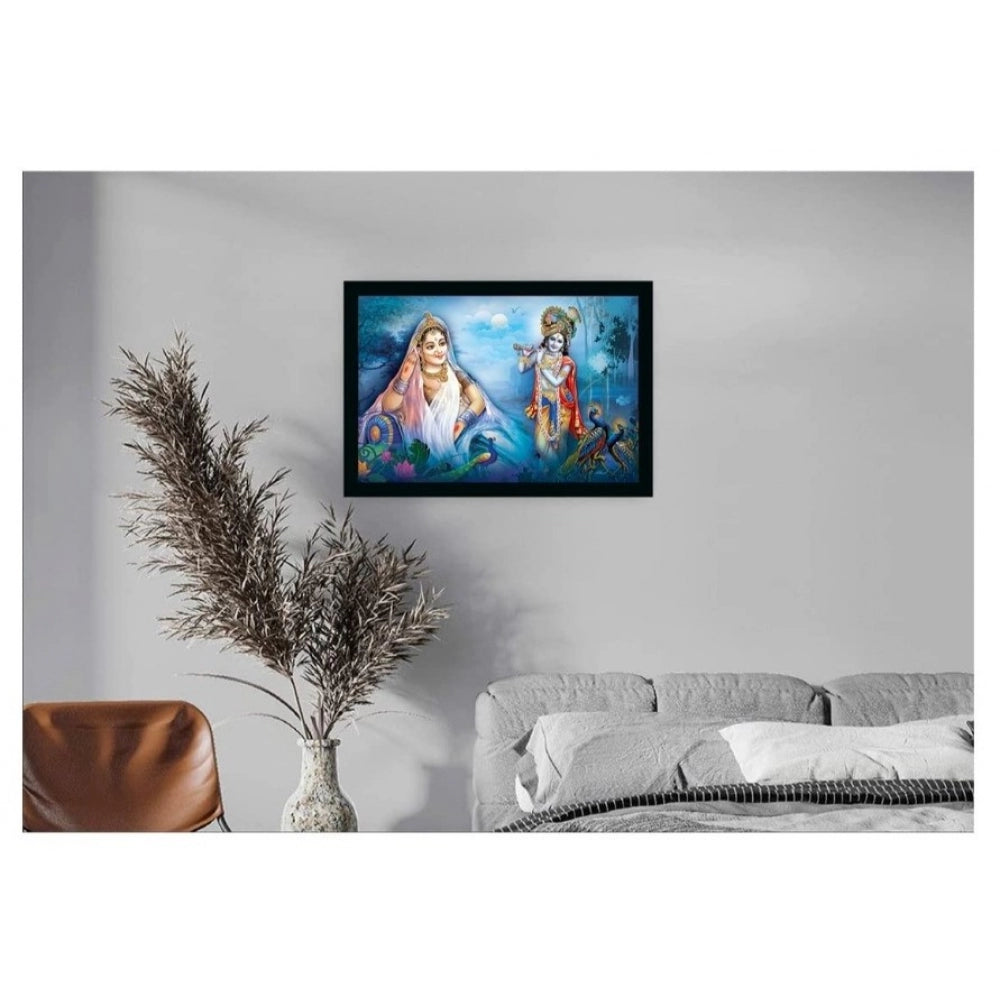 Amfyn Radha Krishna Painting with Synthetic Photo Frame (Multicolor)