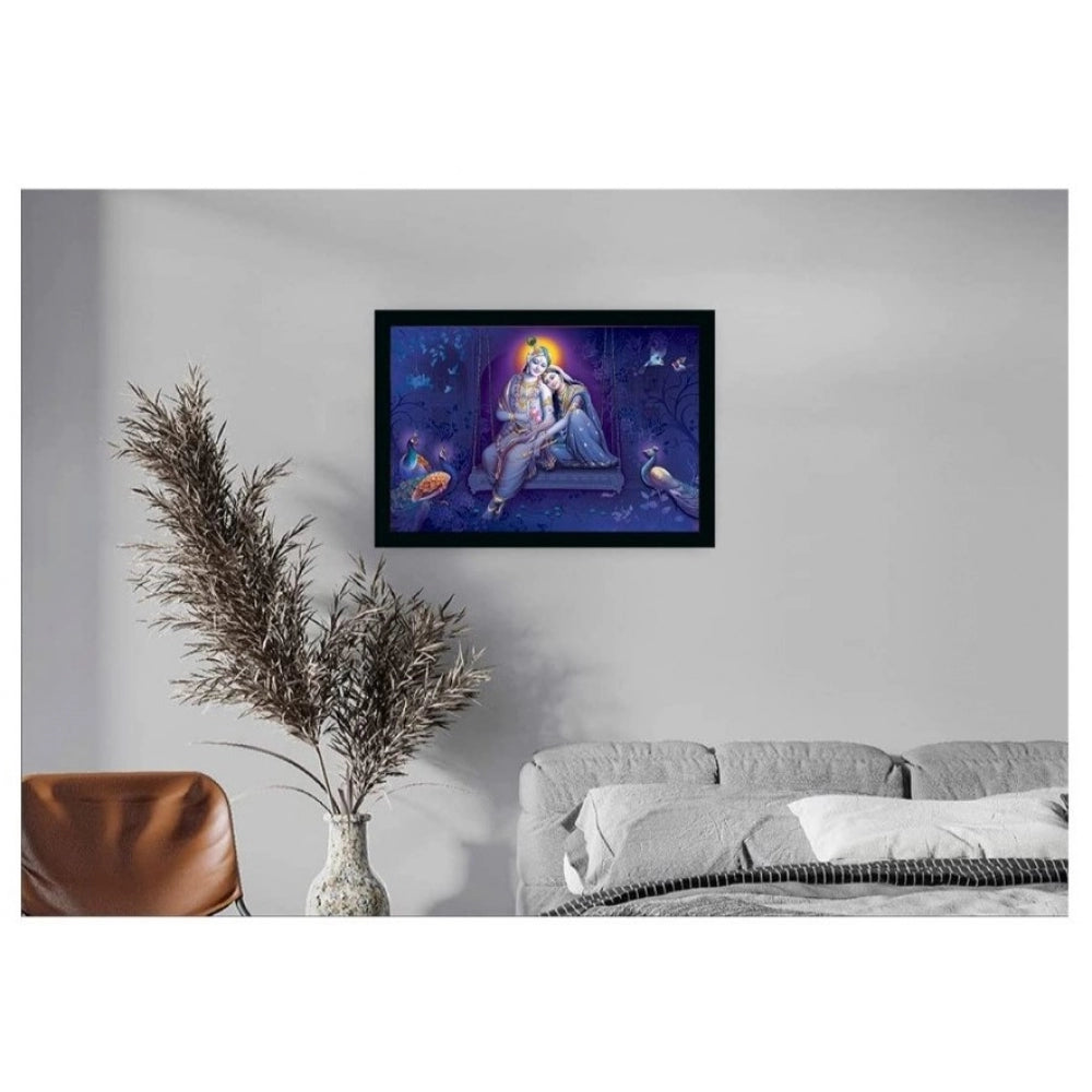 Amfyn Radha Krishna Painting with Synthetic Photo Frame (Multicolor)