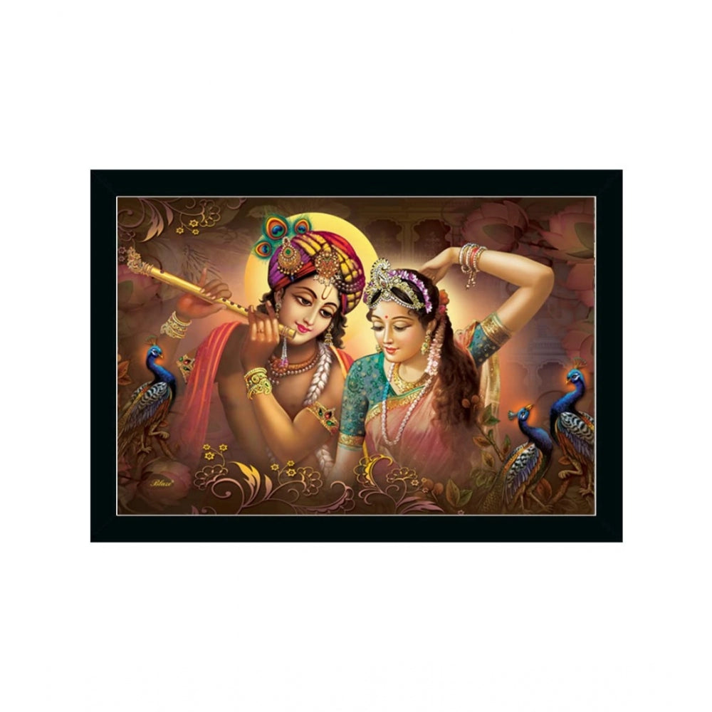 Amfyn Radha Krishna Painting with Synthetic Photo Frame (Multicolor)