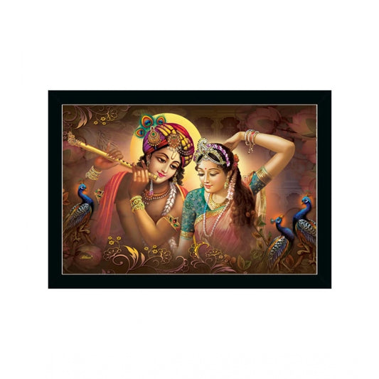 Amfyn Radha Krishna Painting with Synthetic Photo Frame (Multicolor)