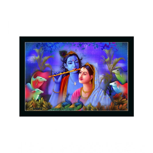 Amfyn Radha Krishna Painting with Synthetic Photo Frame (Multicolor)