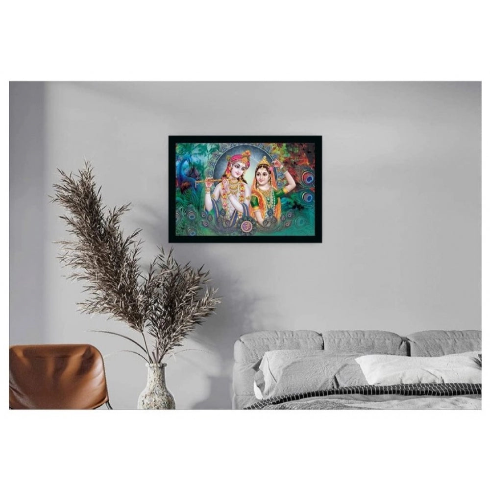 Amfyn Radha Krishna Painting with Synthetic Photo Frame (Multicolor)