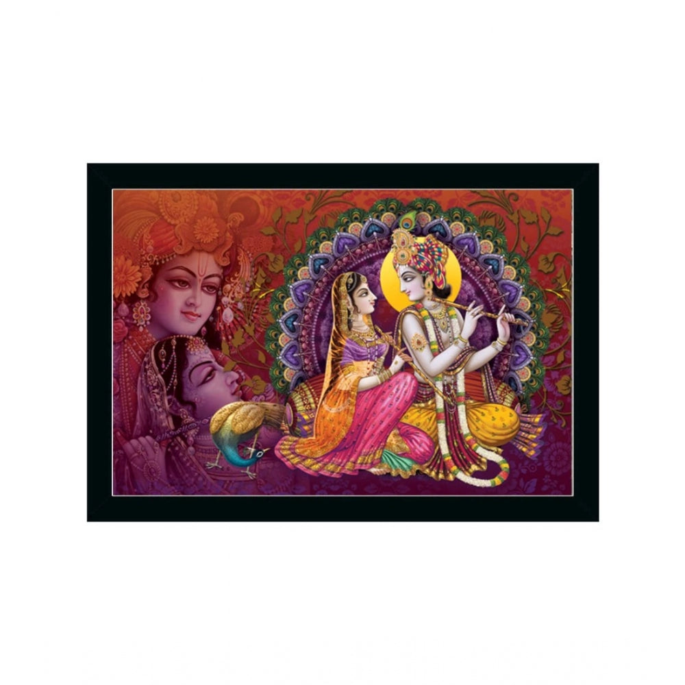 Amfyn Radha Krishna Painting with Synthetic Photo Frame (Multicolor)