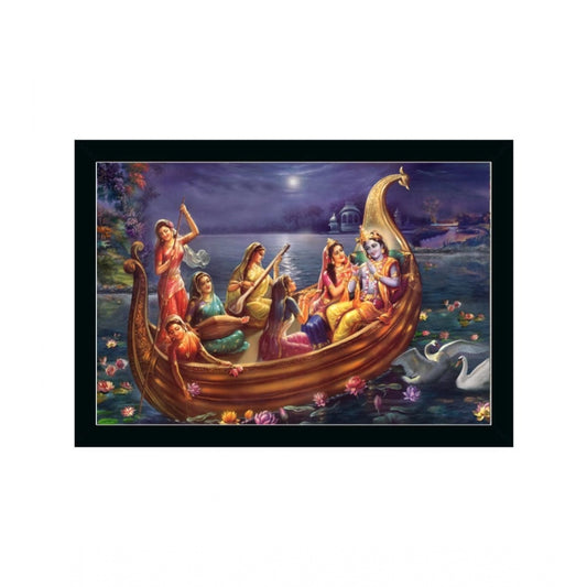 Amfyn Radha Krishna Painting with Synthetic Photo Frame (Multicolor)