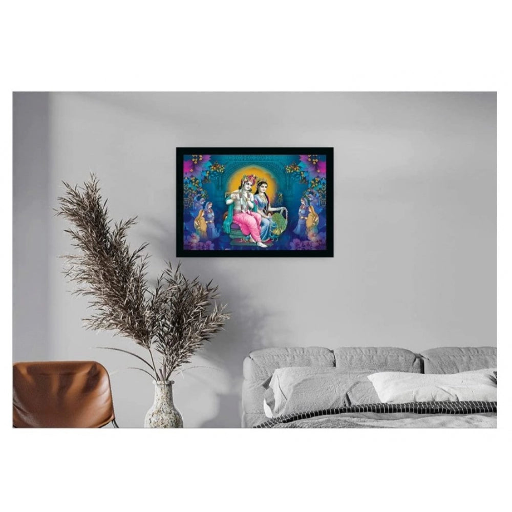Amfyn Radha Krishna Painting Vinyl Sparkle Coated with Synthetic Photo Frame (Multicolor)