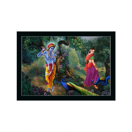 Amfyn Radha Krishna Painting with Synthetic Photo Frame (Multicolor)