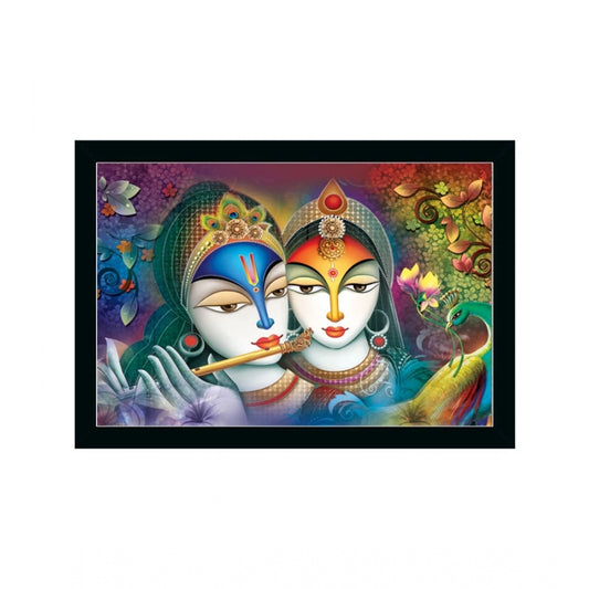 Amfyn Radha Krishna Painting with Synthetic Photo Frame (Multicolor)