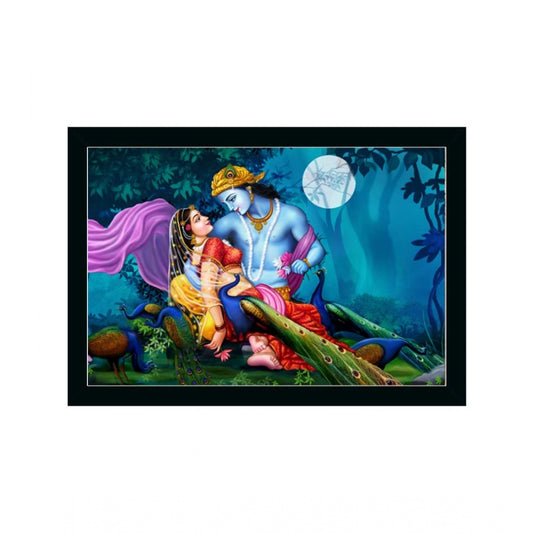 Amfyn Radha Krishna Painting with Synthetic Photo Frame (Multicolor)