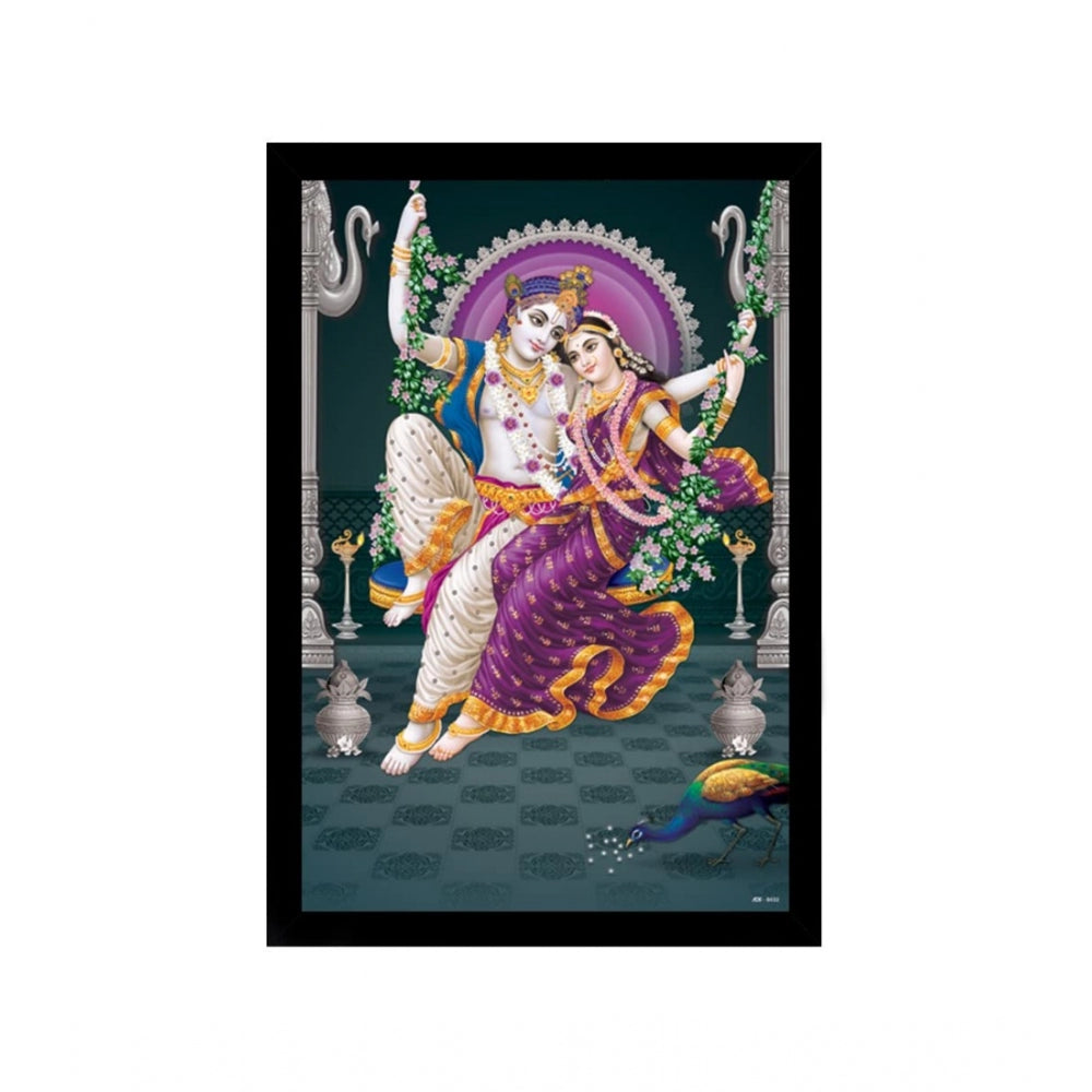 Amfyn Radha Krishna Painting with Synthetic Photo Frame (Multicolor)