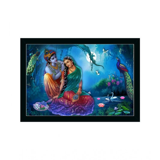 Amfyn Radha Krishna Painting with Synthetic Photo Frame (Multicolor)